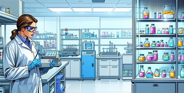 A researcher engages in life sciences procurement in her lab