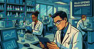 Scientists at bench using technology to manage spend