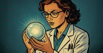 Scientist gazing into a crystal ball