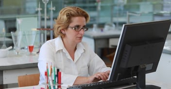 Scientist placing order on a computer