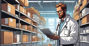 Scientist taking inventory of lab supplies
