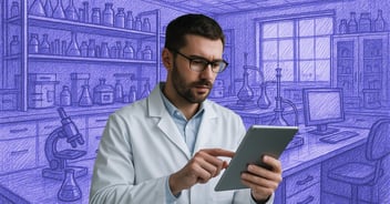 Scientist ordering supplies on ZAGENO using tablet computer