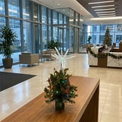 Small desktop holiday tree decorated with a star made of pipettes