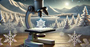 microscope with oversized snowflake