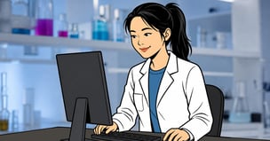 scientist at computer purchasing
