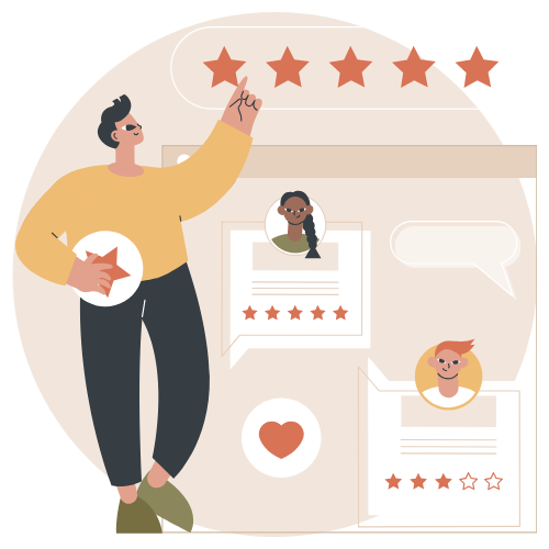 Customer Case Studies-illustration 5 star reviews