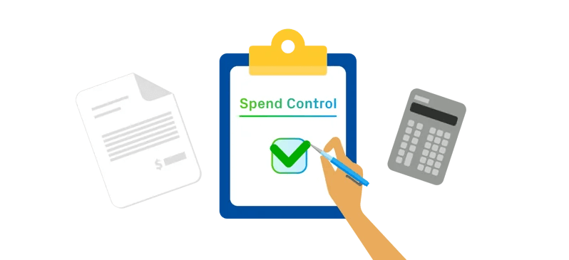 Illustration of checklist with text, Spend Control
