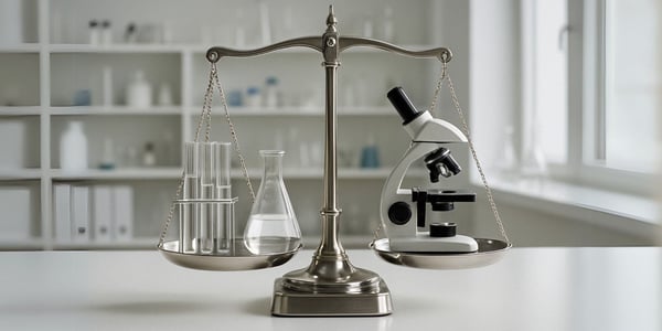 Scales balancing scientific equipment