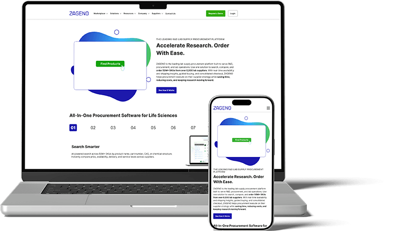 ZAGENO website homepage on laptop and mobile device