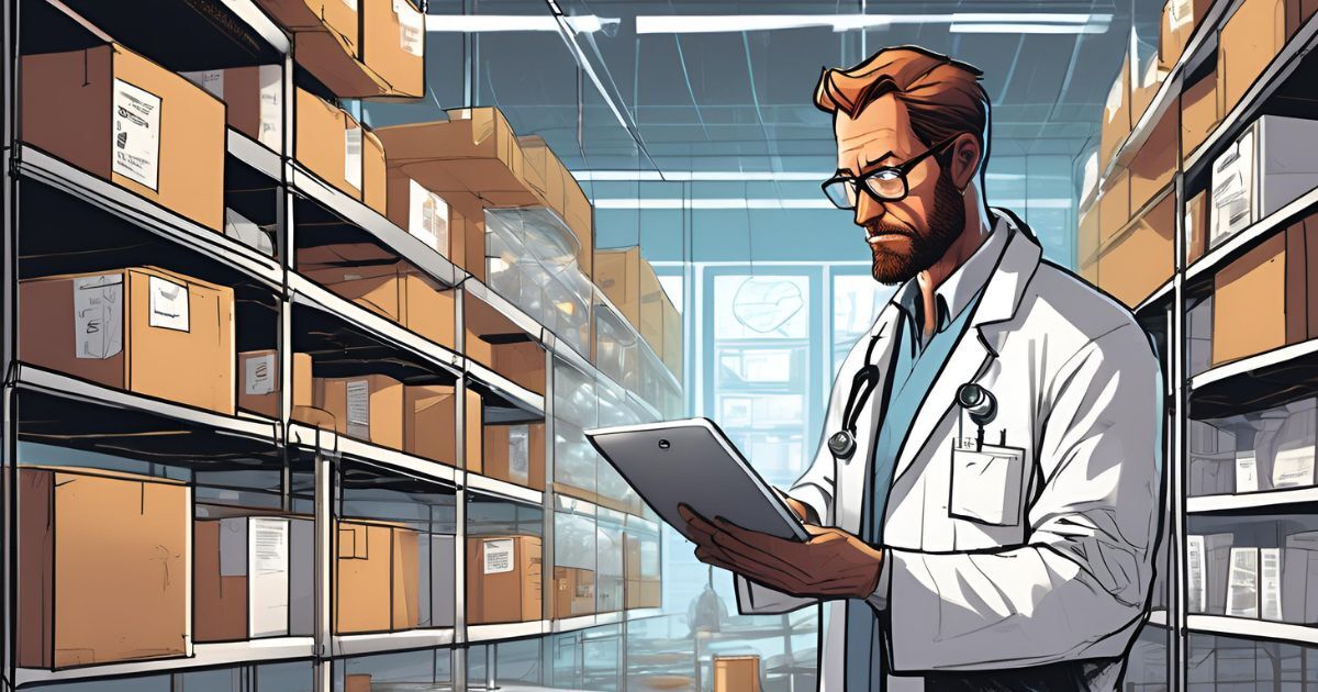 Scientist taking inventory of lab supplies