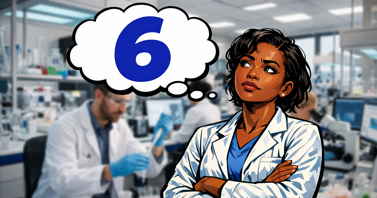 black female scientist thinking number 6