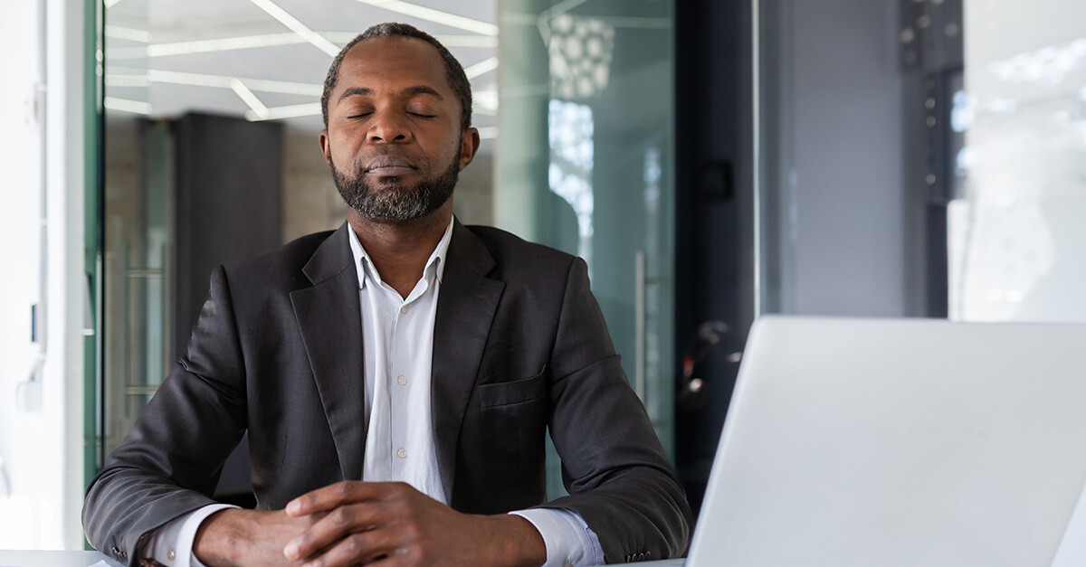 Lab procurement person feeling peaceful