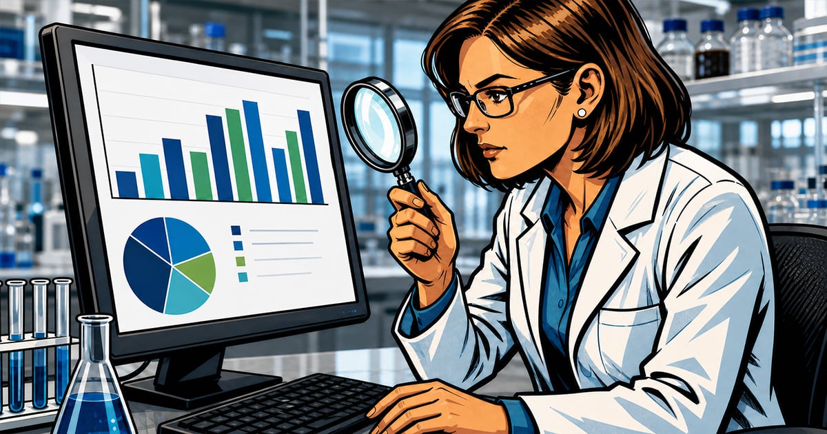 scientist closely examining lab spend