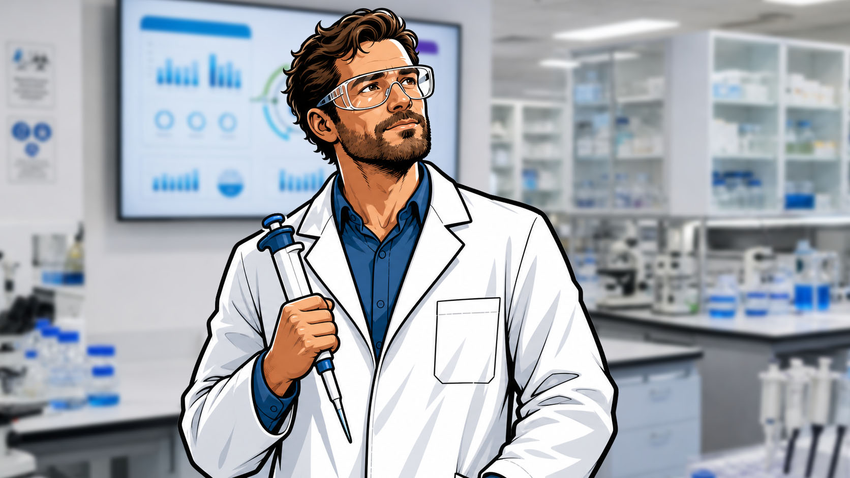 Scientist holding a pipette