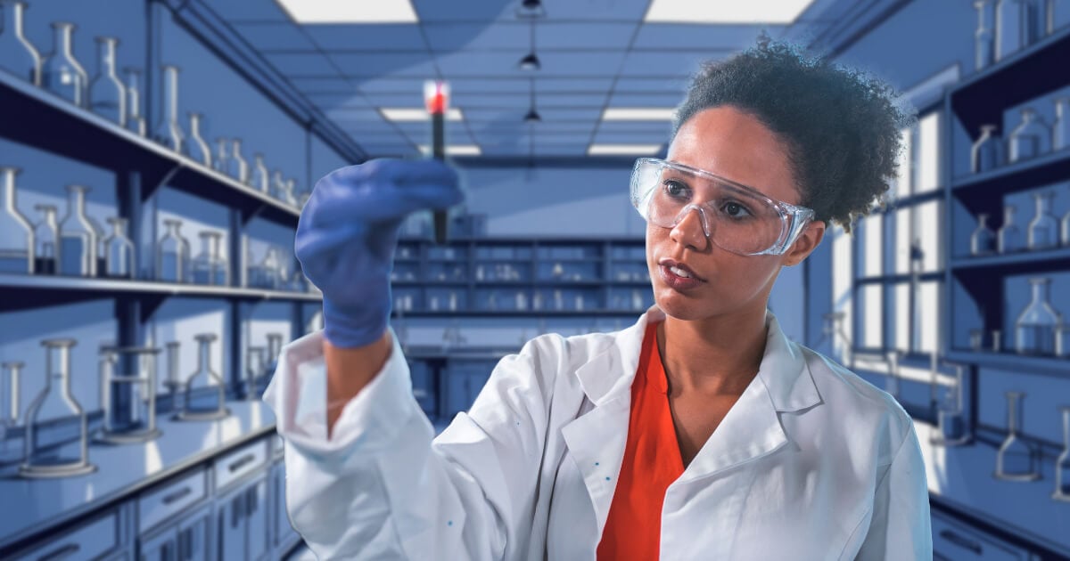 Scientist looking at sample