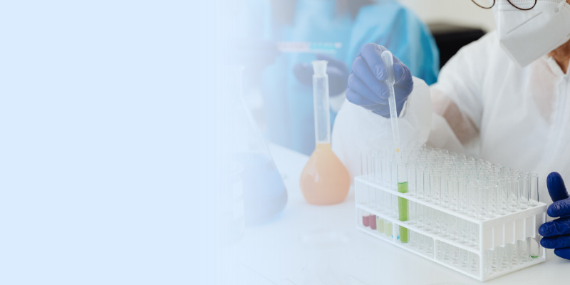 Scientist working at bench